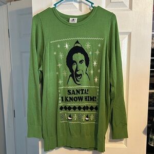 ELF Green Crewneck Sweater with Festive Design
